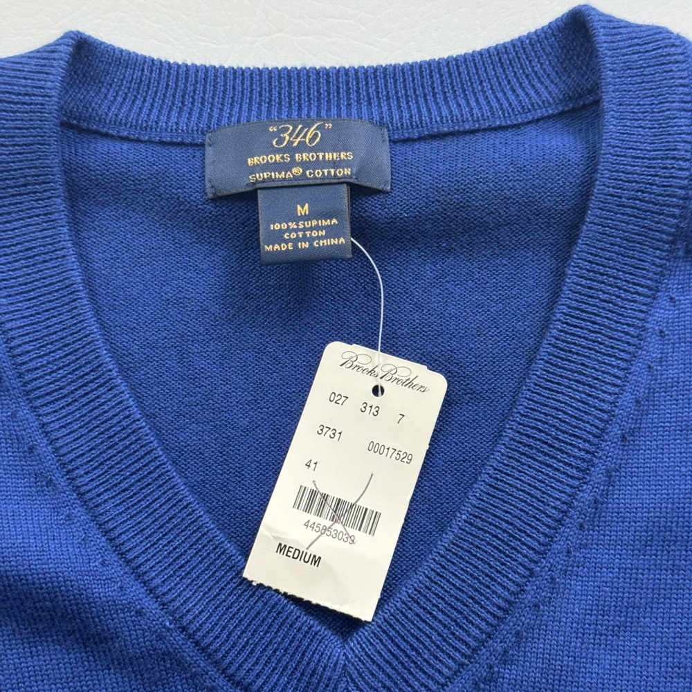 Brooks Brothers 346 Mens Blue Supima Cotton V-Neck Sweater Vest Medium NWT - Picture 11 of 16